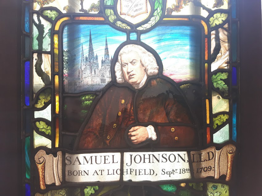 samuel johnson, dr. johnson, stained glass, literature, england, london